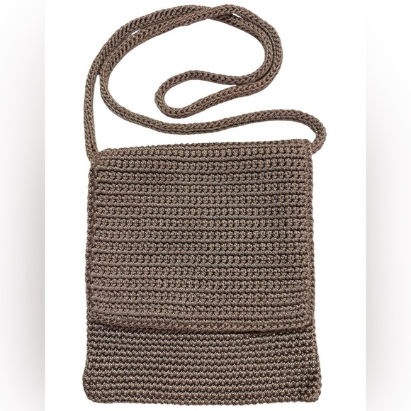 The Sak Brown Flap Crochet Crossbody Small Purse Minimalist Neutral Beachy Boho - Picture 1 of 5